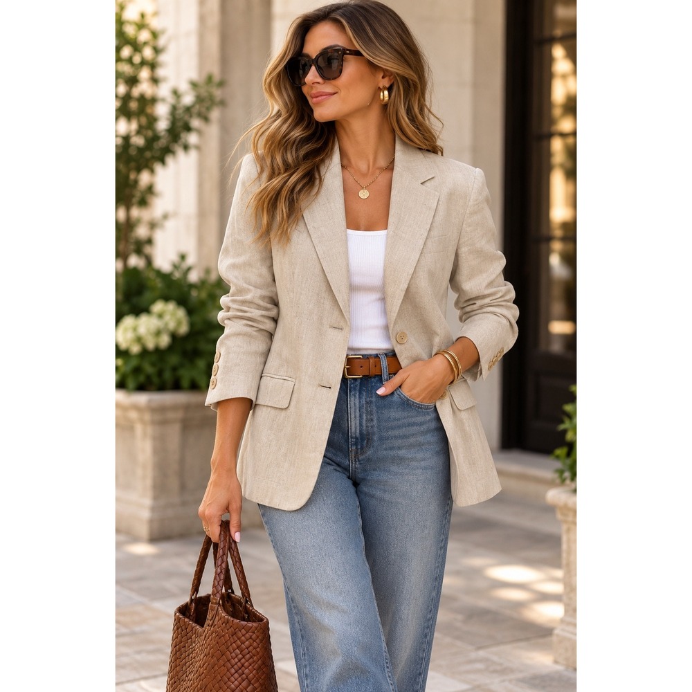 Coastal 100% Irish Linen Blazer Old Money Quiet Luxury Preppy Hamptons Sz 6